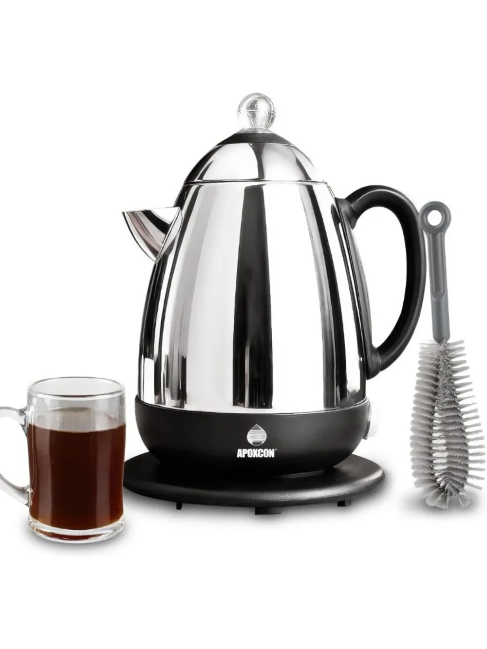 10-Cup Stainless Steel Electric Coffee Percolator with Cleaning Brush - Brew